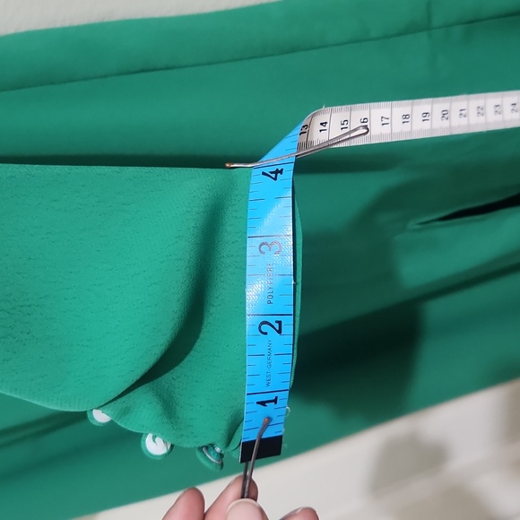 Forever 21 Green ruched Vneck High Split Dress Size S - Picture 16 of 16